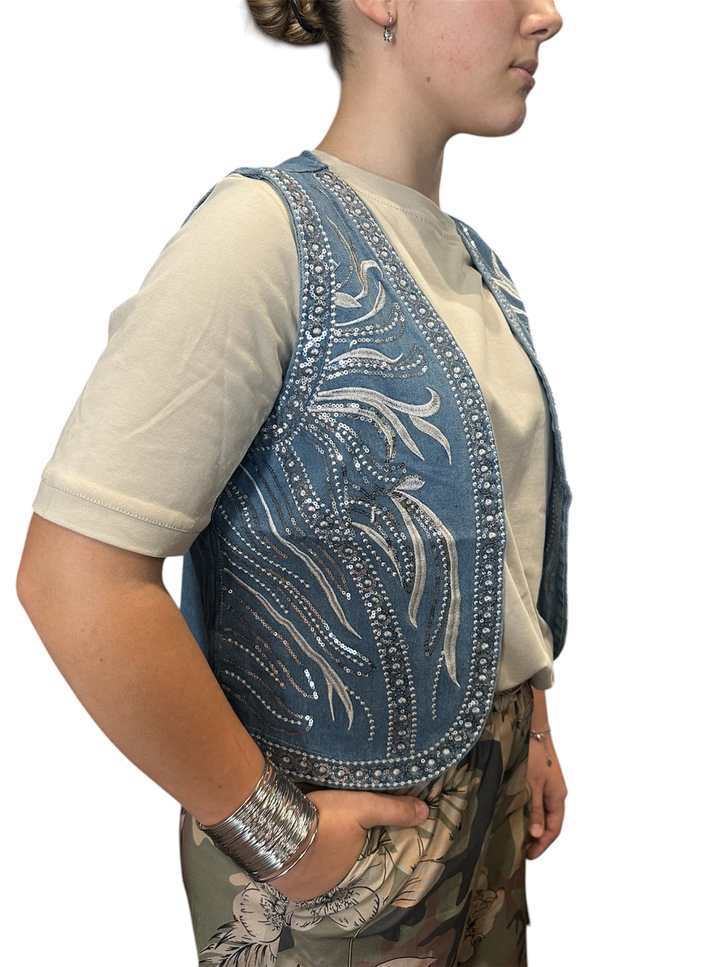 GILET RICAMI PAILLETTES