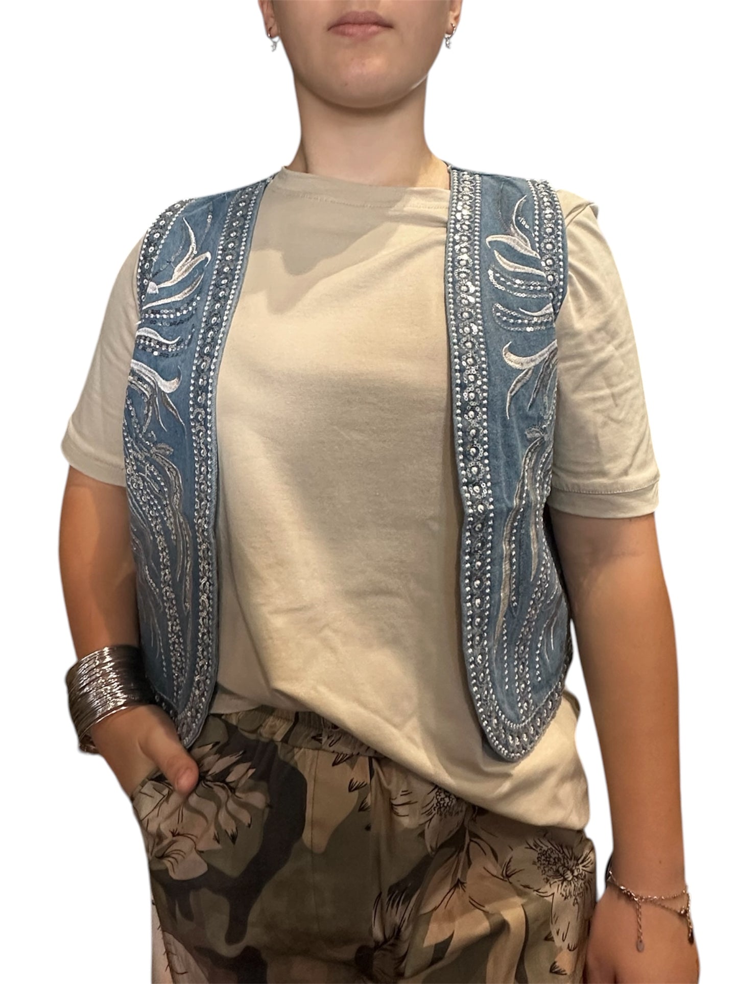 GILET RICAMI PAILLETTES