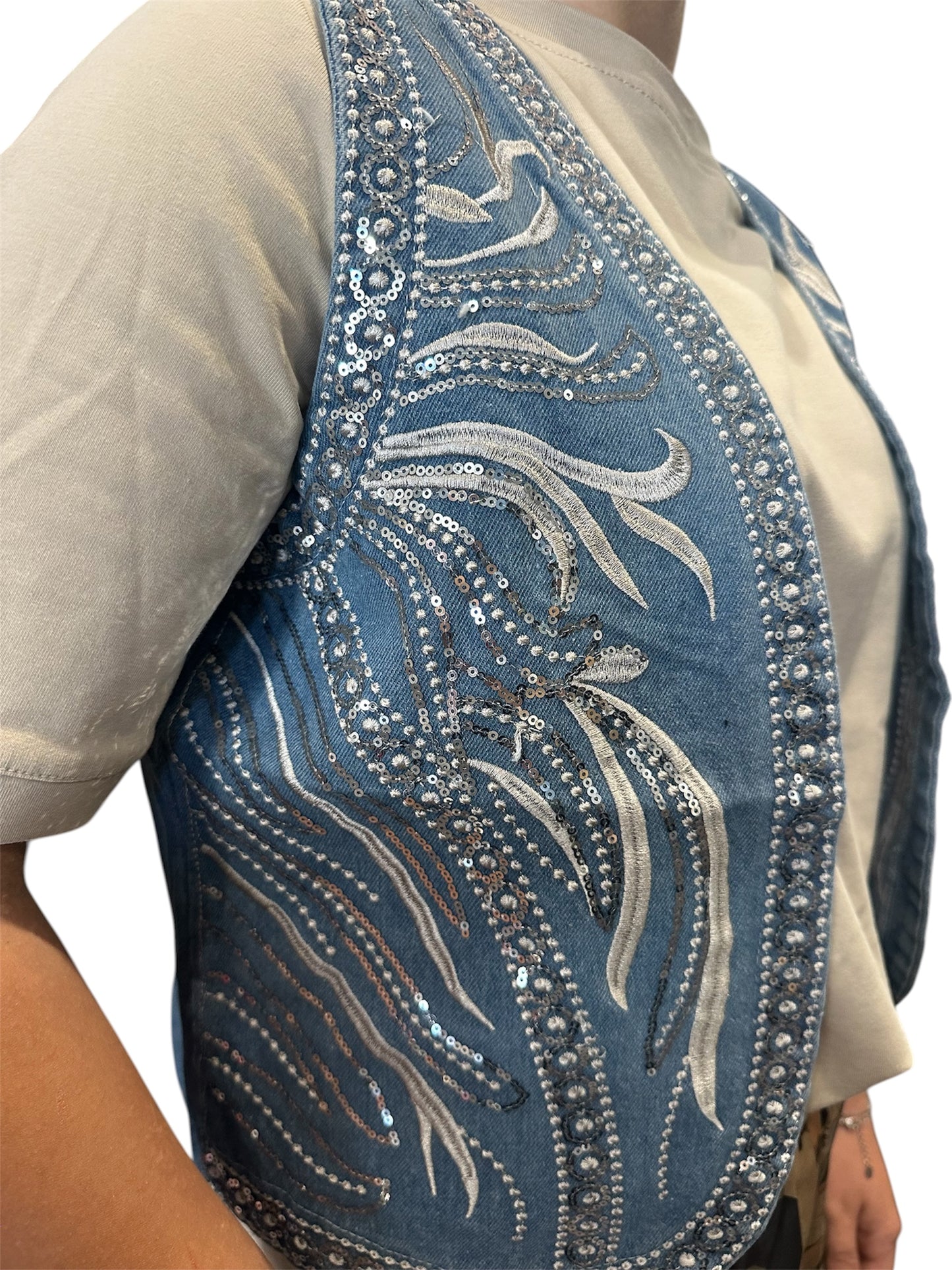 GILET RICAMI PAILLETTES