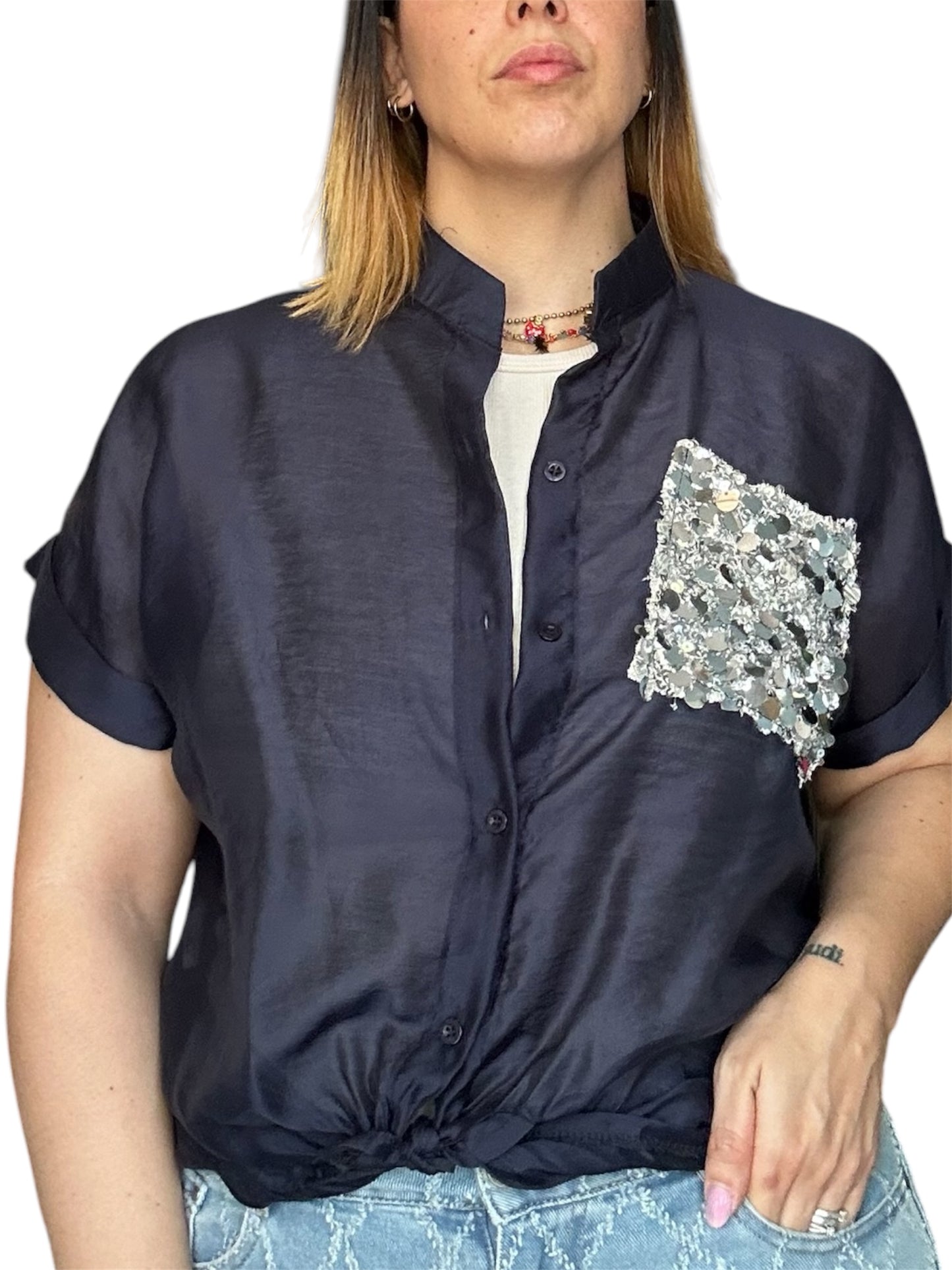 CAMICIA TASCA PAILETTES